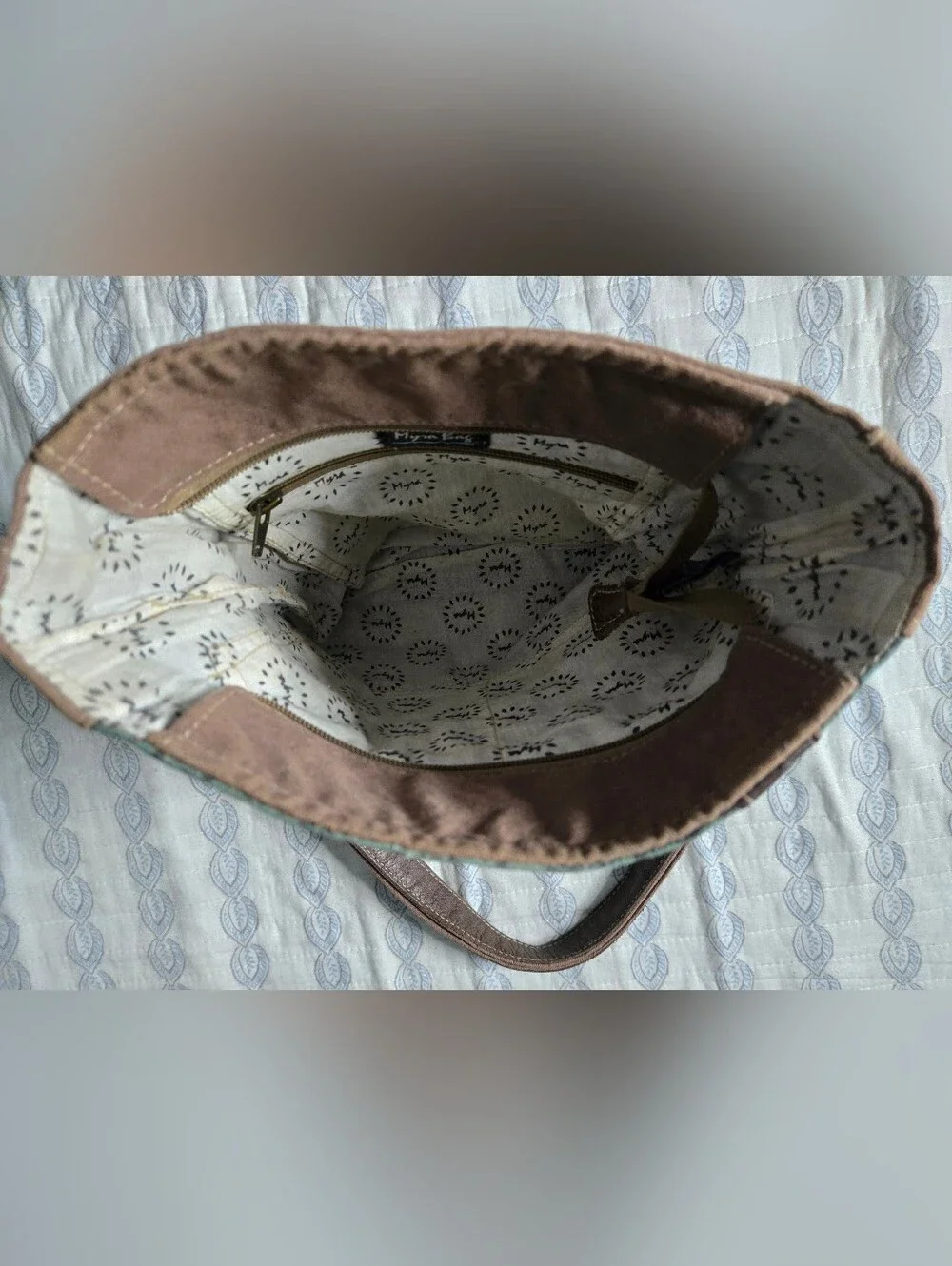Myra Bag Verdant Upcycled Canvas & Cowhide Leather  Boho Mandala Crossbody